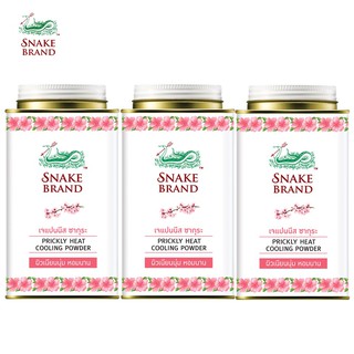 Snake Brand แป้งเย็นตรางู ปริกลี่ฮีท ซอฟท์ แอนด์ สมูท 140 กรัม  3 กระป๋อง (แป้งเย็น, prickly heat cooling powder)