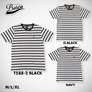 ราคา[เก็บโค้ดหน้าร้าน] เสื้อยืดคอกลมพิมพ์ลาย BOSCO T-SHIRT (STRIPES) T588-2