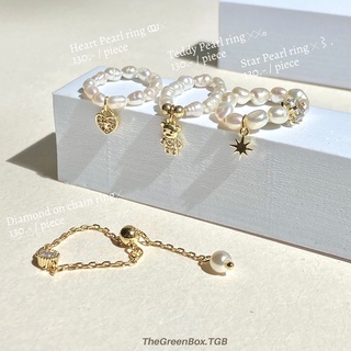 สินค้า แหวน Pearl ring / Diamond on chain ring - TheGreenBox