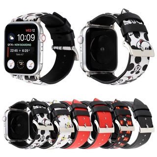 สายนาฬิกาข้อมือหนังแท้ ลายการ์ตูนจุด สําหรับ Apple Watch Series SE 7 6 5 4 3 2 1 iWatch 38 40 41 42 44 45 มม.