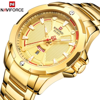 ภาพหน้าปกสินค้าNaviforce นาฬิกาข้อมือควอตซ์แฟชั่น กันน้ํา สีทอง หรูหรา สไตล์นักธุรกิจ สําหรับบุรุษ ซึ่งคุณอาจชอบสินค้านี้