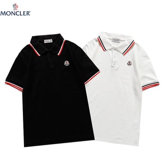 Moncler เสื้อโปโล แขนสั้น ผ้าฝ้าย ปักลาย แฟชั่นสําหรับผู้ชาย และผู้หญิง