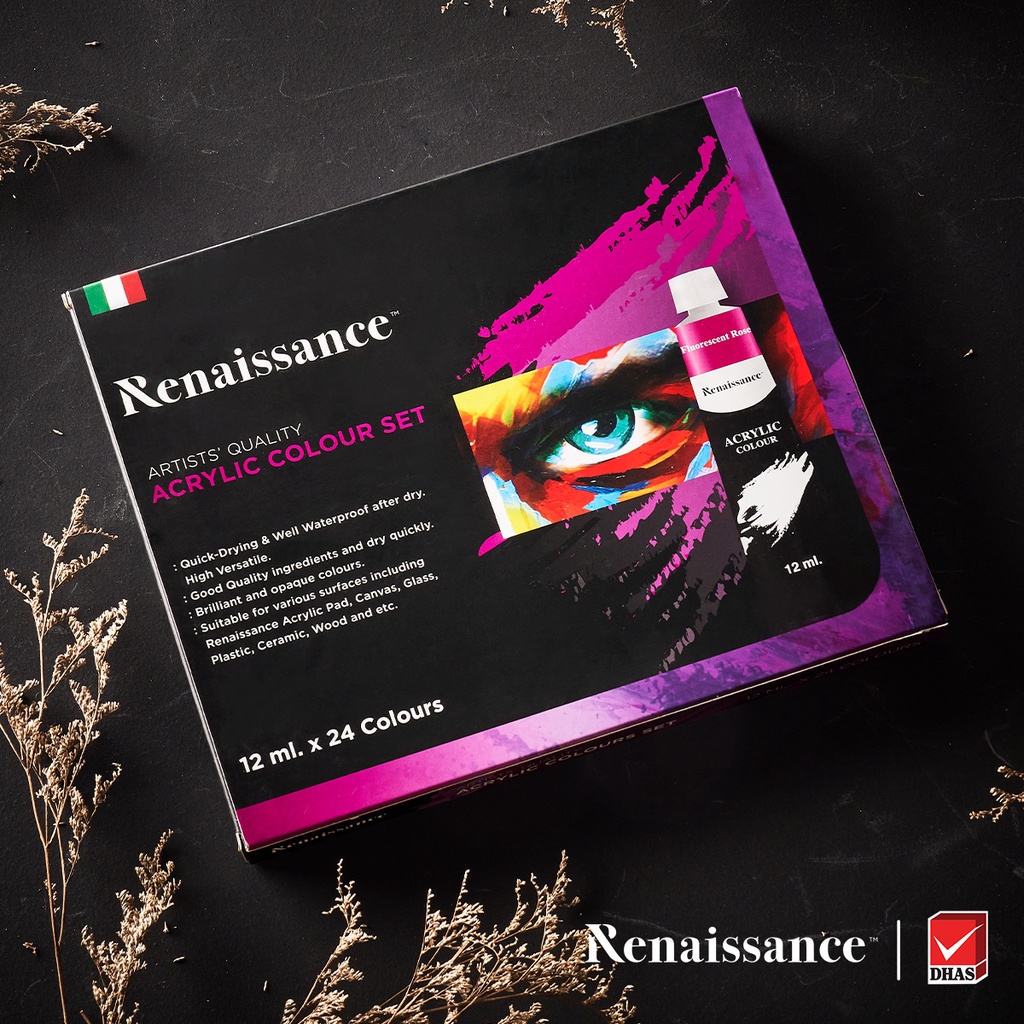 renaissance-สีอะคริลิค-ชุดสีอะคริลิค-12-มล-24-สี-จำนวน-1-กล่อง