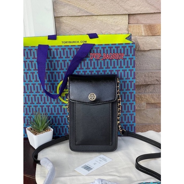 tory-burch-robinson-mixed-materials-phone-crossbody-แท้