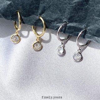 finely.yours 925 Stering Silver Jewelry| ต่างหูห่วงเงินแท้ ห้อยพลอยกลมรูปโดนัท // Donut Hoops Earrings