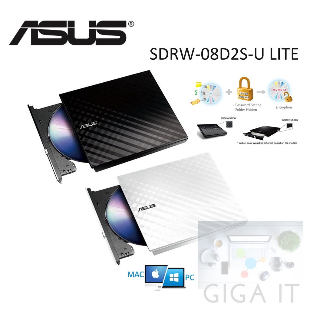 Asus Optical Drive External รุ่น SDRW08D2SU White/Black (เครื่องอ่าน