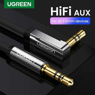 สินค้า Ugreen AUX Cable Jack 3.5mm Flat 90 Degree Right Angle Audio Stereo Cable
