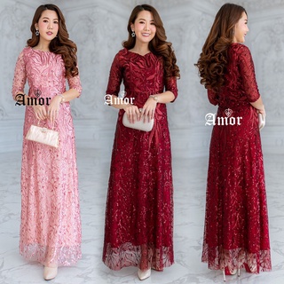 Glitter Maxi Dress แม็กซี่เดรสออกงาน ชุดเดรสยาวราตรียาวออกงานสุดหรูหราปักเลื่อมวาววับทั้งตัว