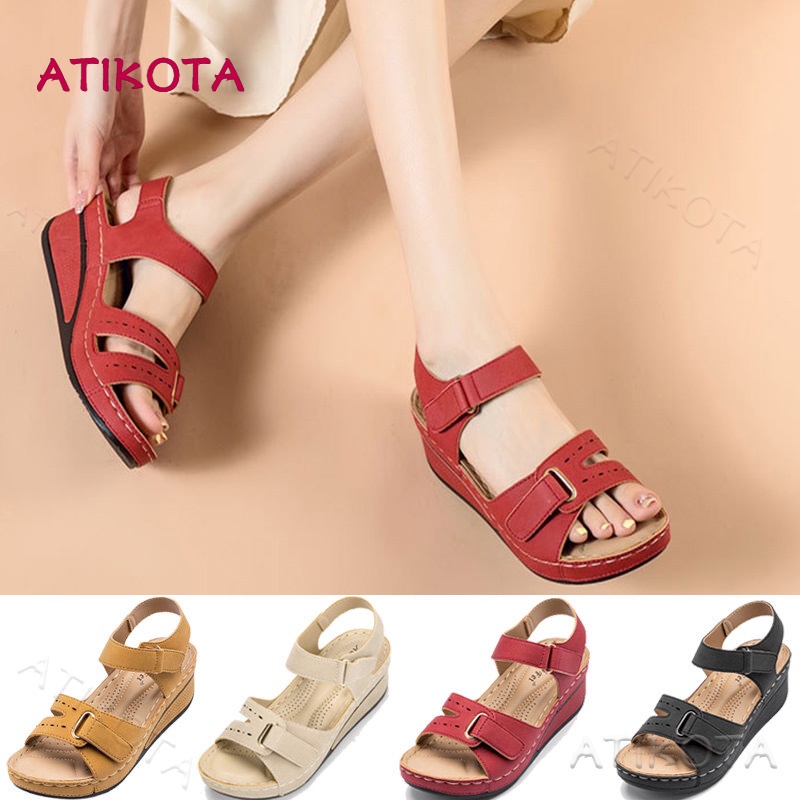 atikota-รองเท้าแตะ-เปิดนิ้วเท้า-กันลื่น-สไตล์เรโทร-สําหรับผู้หญิง