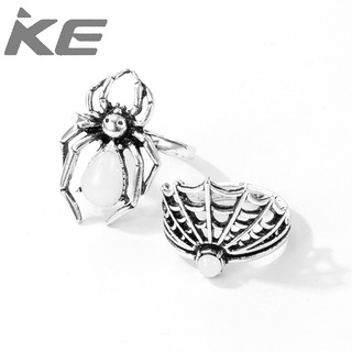 Ornament Gothic Punk Spider Ring Set of 2 Halloween Gifts for girls for women low price