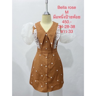 เดรสสั้น สีน้ำตาล มือหนึ่งป้ายห้อย BELLA ROSE SIZE M