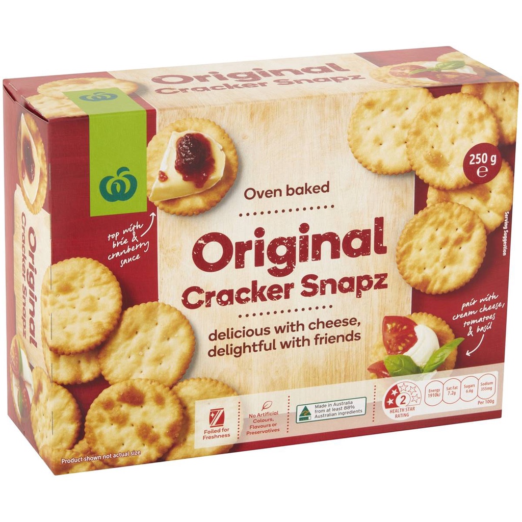 Woolworths Original Cracker Snaps 250g วูลเวิร์ธออริจินัลแครกเกอร์สแน