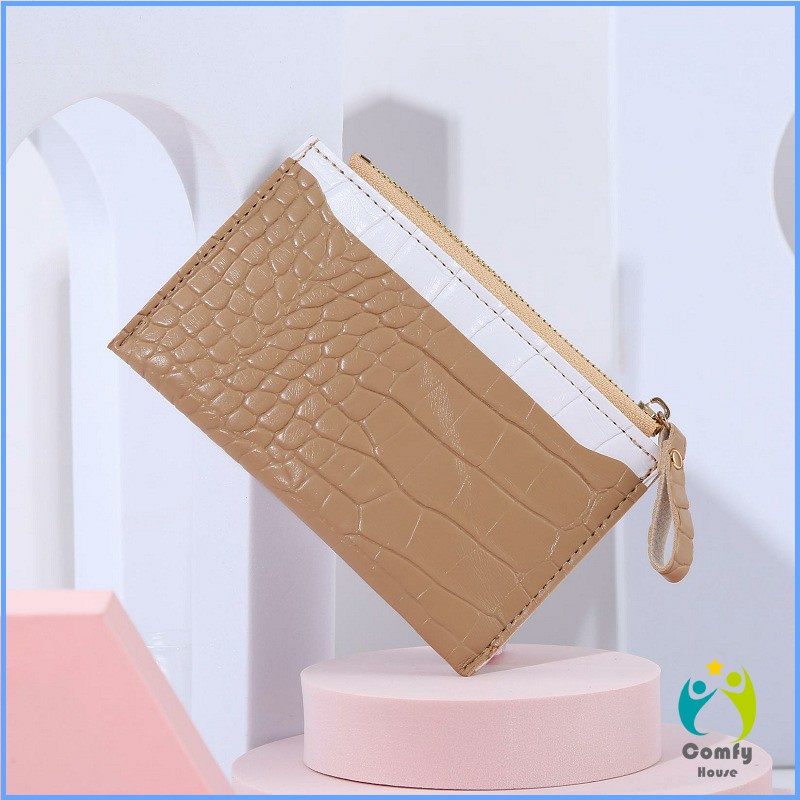 comfy-กระเป๋าสตางค์-กระเป๋าใส่เหรียญปั้มลายคลายหนังจระเข้-coin-purse