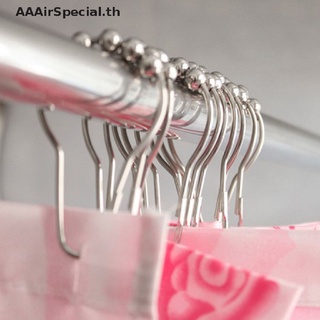 Aaairspecial ห่วงผ้าม่านอาบน้ํา นิกเกิลขัดเงา Sa 5 ลูกกลิ้ง 12 ชิ้น TH