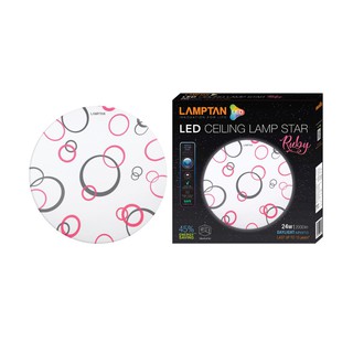 โคมไฟ หลอดไฟ โคมไฟเพดาน ไฟเพดาน LED LAMPTAN STAR RUBY 24W DAYLIGHT พลาสติก MODERN สีขาว 14"