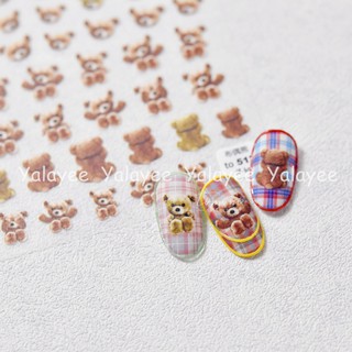 Ya Yalayee [สติกเกอร์ติดเล็บ] สติกเกอร์ ลายหมีเท็ดดี้ 3D สไตล์ญี่ปุ่น ไฮเอนด์ 517