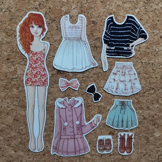 Paper Doll 03 แต่งตัวตุ๊กตาแม่เหล็กยาง / แต่งตัวตุ๊กตากระดาษ / แม่เหล็กติดตู้เย็น / แต่งตัวตุ๊กตา / ตุ๊กตาแม่เหล็ก