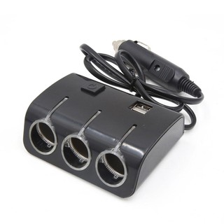 OLESSON อุปกรณ์เพิ่มช่องเสียบไฟที่จุดบุหรี่ในรถยนต์ จาก 1 เป็น3 ช่อง + 2 USB 1 Aขนาด 120 Watt รองรับไฟ 12/24 Volts NO.16