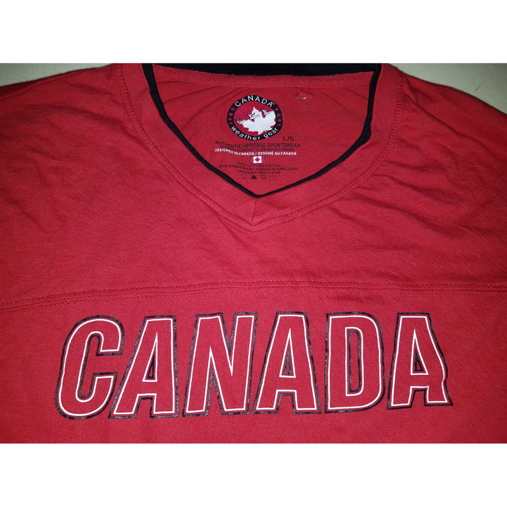 canada-weather-gear-เสื้อยืดแขนยาวทรูโทน-คอวี-สภาพดีมากไร้ตำหนิ