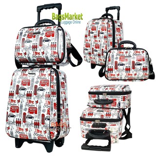 Bagsmarket 🎒🎒 กระเป๋าเดินทางเซ็ท 2 ใบ 16”+12” ลาย I Love London ใบเล็กมีสายสะพาย แยกขายได้ (New Arrival )