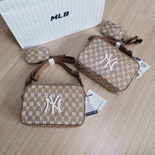 กระเป๋าสะพาย MLB monogram jacquard cross bag กระเป๋าสะพายข้าง สีเบจ