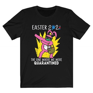 เสื้อยืดผ้าฝ้ายพิมพ์ลายขายดี เสื้อยืด พิมพ์ลาย Bunny Dabbing Easter 2022 One Where Were Quarantined สําหรับผู้ชาย