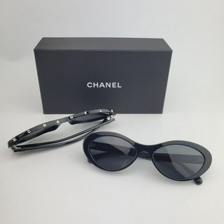 แว่นตากันแดด แบรนด์ Chanel Sunglasses สีดำ รุ่น Oval Sunglasses 5416