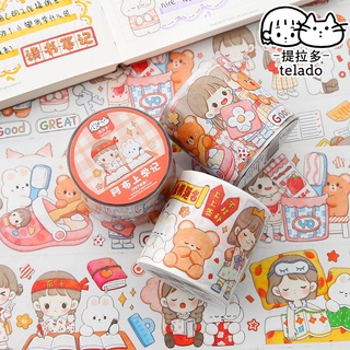 Telado เทปกระดาษ ลายการ์ตูน PET กันน้ํา 5 เมตร สําหรับนักเรียน DIY