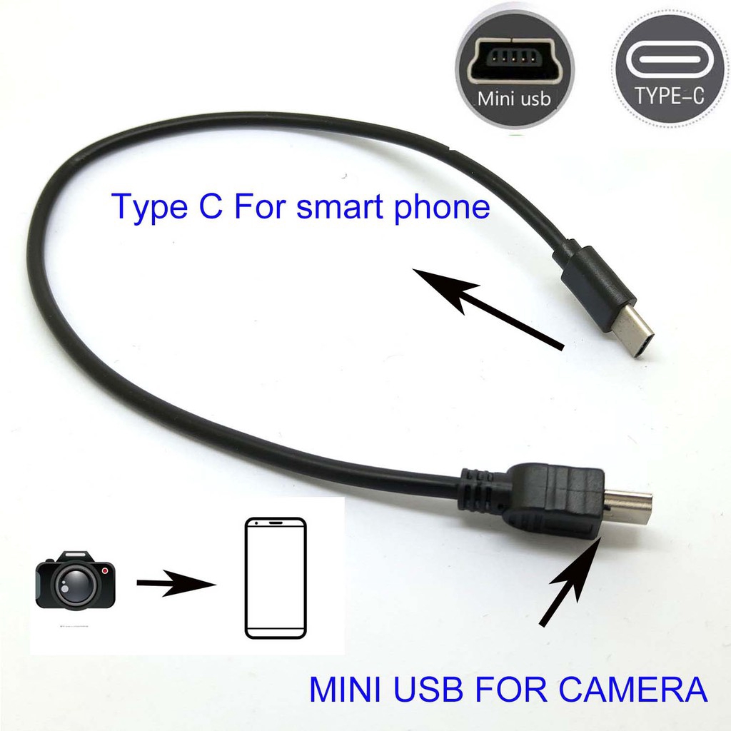 สายเคเบิ้ลtype-c-to-mini-usb-otg-canon-550-d-600-d-650-d-500-d-450-d-60-d-400-d-1000-d-อุปกรณ์เสริมกล้อง