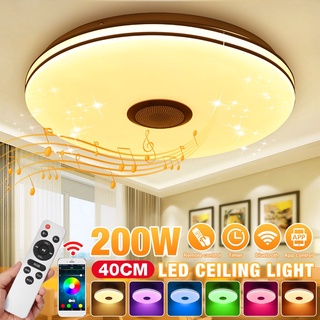 โคมไฟเพดาน LED RGB 200W 40 ซม. หรี่แสงได้ ควบคุมผ่านแอป บลูทูธ เพลง สําหรับห้องนอน