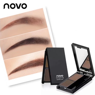 ที่เขียนคิ้วตลับ คิ้วฝุ่นอัดแข็งตลับ กันน้ำ สไตล์เกาหลี Makeup 2in1 Eyebrow Powder novo-5088