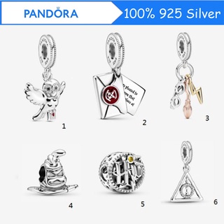 Pandora จี้สร้อยคอเงิน 925 รูปแฮร์รี่พอตเตอร์ และแว่นตา และนิมบัส 2000 ของขวัญวันเกิด สําหรับสุภาพสตรี p825