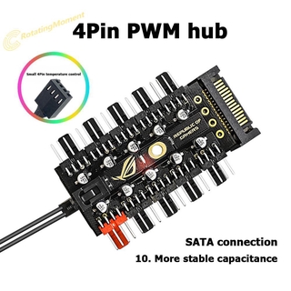 ภาพหน้าปกสินค้าRo ) 1 To 10 4 Pin Pwm Cooler Fan Hub Splitter แผ่นบอร์ดสําหรับพัดลมระบายความร้อน Pc ที่เกี่ยวข้อง