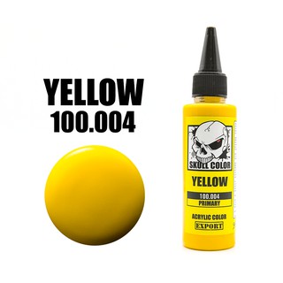 Skull Color 004 สีเหลือง (Yellow) สีสูตร Acrylic ผสมสำเร็จสำหรับแอร์บรัช สี Primary สีหลัก ขนาด 60ml.