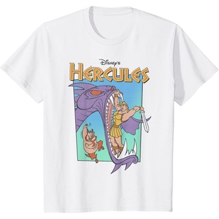 เสื้อยืดผ้าฝ้ายพรีเมี่ยม เสื้อยืด พิมพ์ลายกราฟฟิค Disney Hercules Hydra Battle สไตล์เรโทร