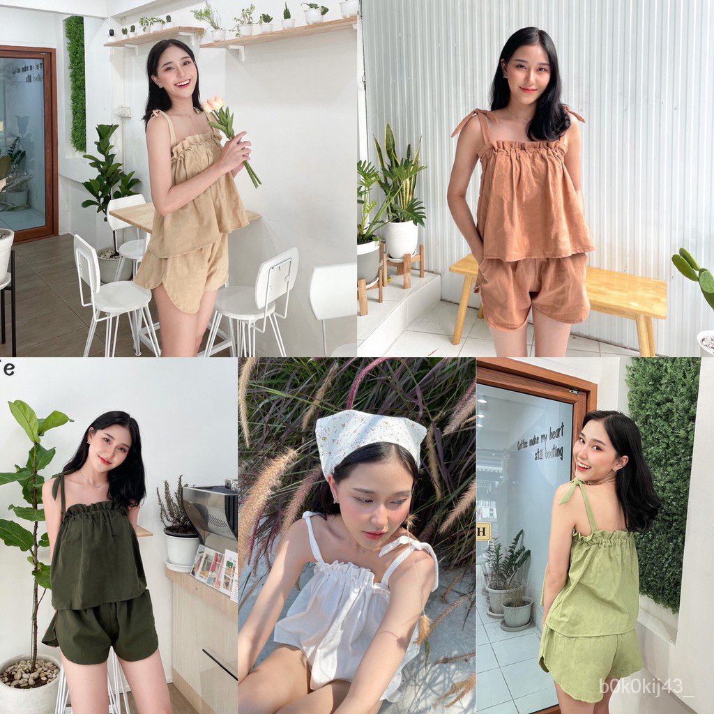 uuร้านแฟชั่น-เสื้อแขนกุด-กางเกง-ทำจากผ้าฝ้ายแท้-ใส่แล้วเกาลีมากใหม่