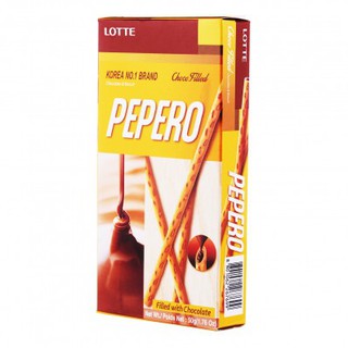 LOTTE PEPERO Choco Filled Box 344g.  ล๊อตเต้ เปเปโร่ รสช็อคโกแลต ขนาด 244กรัม. (1 กล่องมี 8 ห่อ)