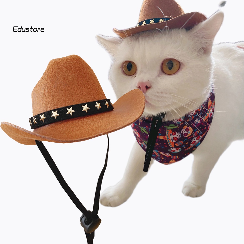 edustore-หมวกคาวบอย-ผ้าไม่ทอ-พร้อมเชือกปรับได้-แฟชั่น-อุปกรณ์เสริม-สําหรับสัตว์เลี้ยง-สุนัข-แมว
