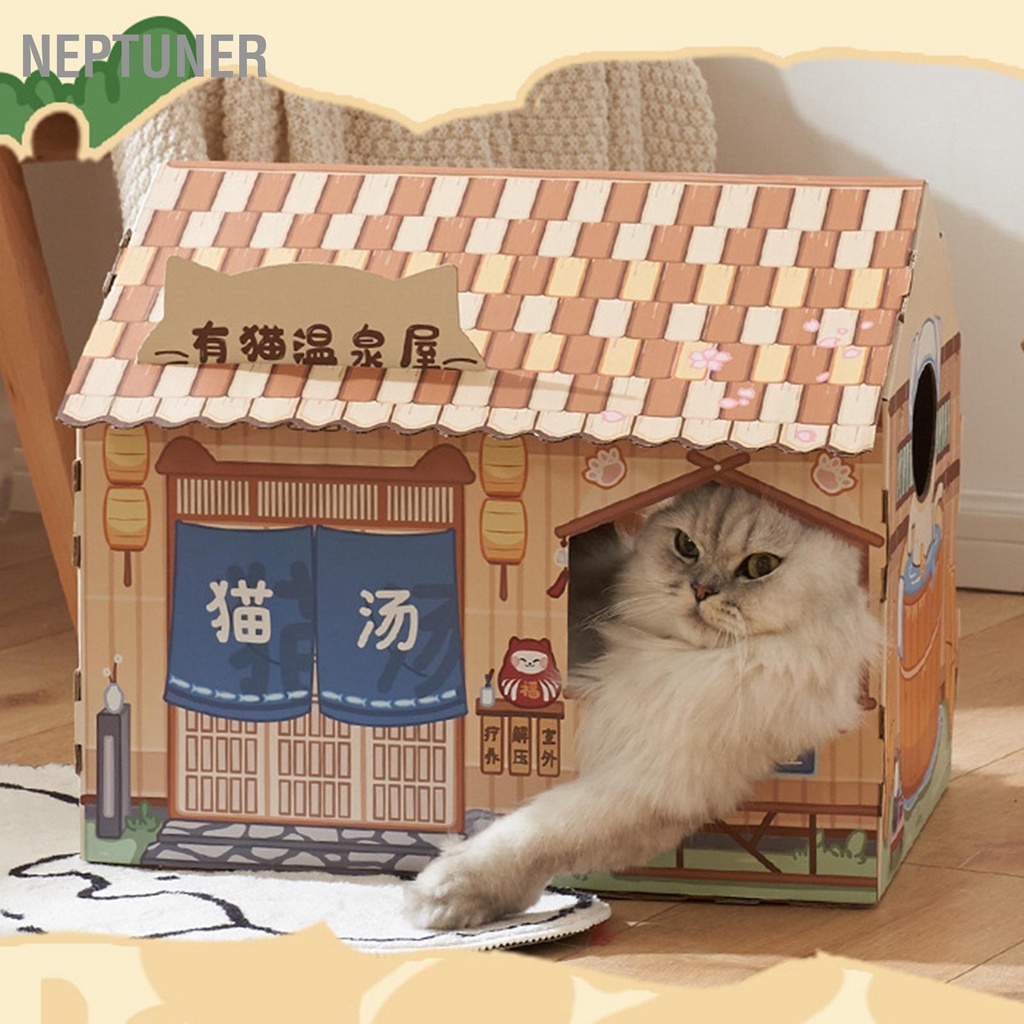neptuner-บ้านแมว-กระดาษแข็ง-แบบพกพา-ปลอดภัยต่อสุขภาพ-ทนต่อการสึกหรอ-สําหรับแมว
