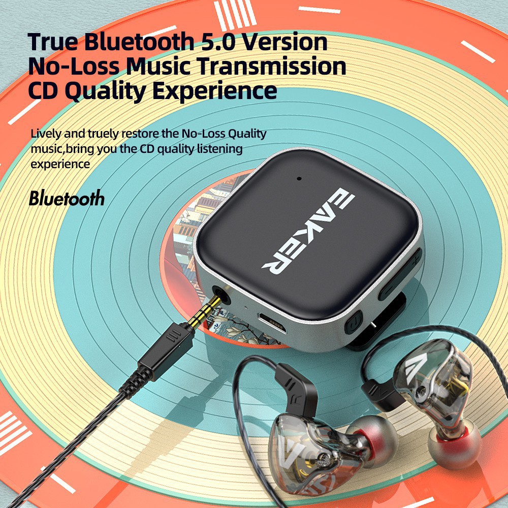 ภาพหน้าปกสินค้าEAKER Bluetooth Receiver 5.0 / Earphone ช่องเสียบ 3.5mm อุปกรณ์รับสัญญาณบลูทูธพร้อมหูฟัง HD VOICE เสียงดี เบสแน่น จากร้าน zhengyanxiang บน Shopee
