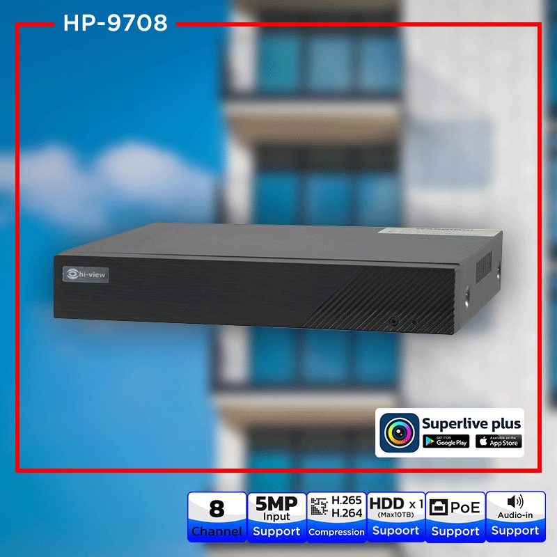 เครื่องบันทึกกล้องวงจรปิด-hiview-รุ่น-hp-9708-สินค้าของแท้รับประกันศูนย์-2-ปี-สามารถออกใบกำกับภาษีได้