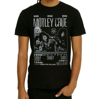 เสื้อยืดโอเวอร์ไซส์ใหม่เสื้อยืดลําลองสําหรับผู้ชายแขนสั้นพิมพ์ลาย Motley Crue SHOUT AT THE DEVIL JAPANS-3XL