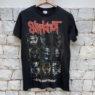 เสื้อยืดผ้าฝ้ายพิมพ์ลายขายดีเสื้อวง Slipknot ลายหน้า หลัง ลิขสิทธิ์แท้ นำเข้าจาก USA