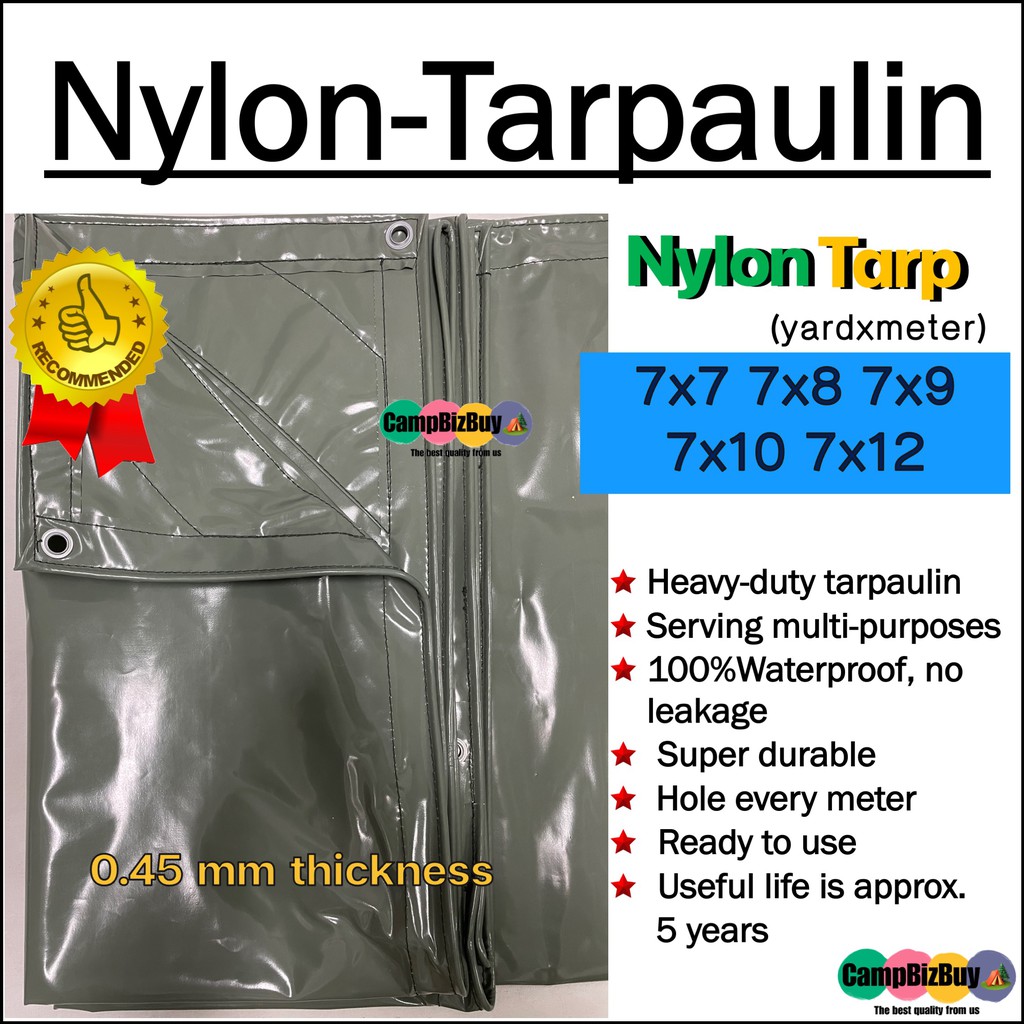 ผ้าใบคลุมรถบรรทุก-nylon-คลุมไม้-คลุมเหล็ก-ผ้าใบเต็นท์-หนา-0-45mm-ขนาด-7x7-7x8-7x9-7x10-7x12-หลาxเมตร-กันฝน-ทนแดด