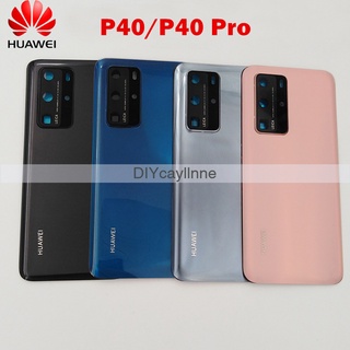 Diycayllnne ฝาครอบแบตเตอรี่ด้านหลัง พร้อมกาวติดเลนส์กล้อง สําหรับ Huawei P40Pro P40 Pro