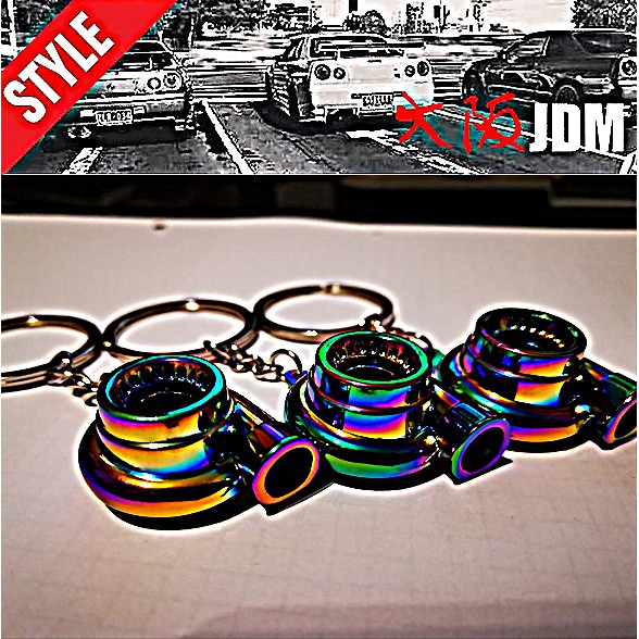 JDM Mini Turbo Turbocharger Keychain Spinning Turbine Key Chain Ring ...