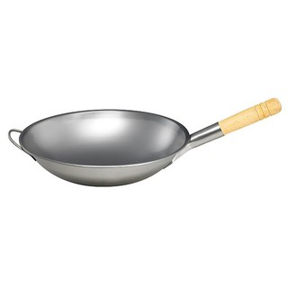 ROCKET กระทะเหล็กด้ามไม้ รุ่น NON STICK 13 ขนาด 32 ซม. สีเงิน กระทะ เครื่องครัว