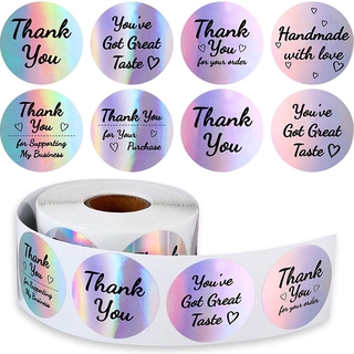 สติ๊กเกอร์ลาย Thank You สีรุ้งขนาด 3 . 8 ซม . 500 ชิ้น / ม้วน