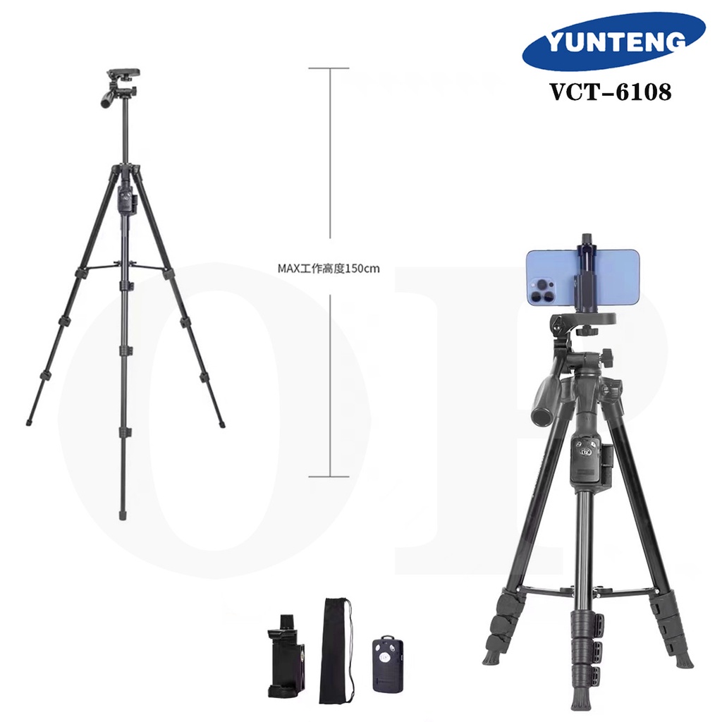 YUNTENG ขาตั้งกล้อง พร้อมรีโมทบลูทูธ รุ่น VCT-5208 / YT-888 / VCT-6108