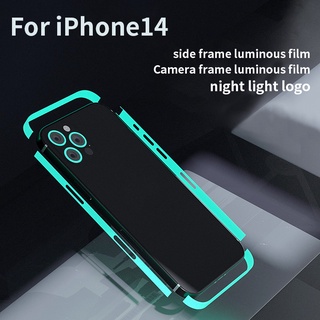 Luminous Frame Decal Skin Compatible for iPhone 14 13 12 Pro Max Glow in the Dark Side Film Screen Protector Cover Ultra Thin Sticker